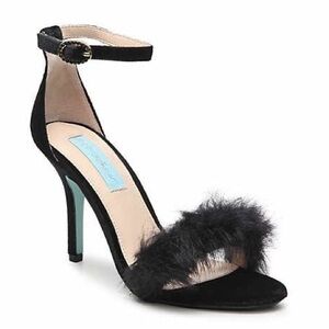 Betsey Johnson Nolte Velvet Furry Sandals Heels